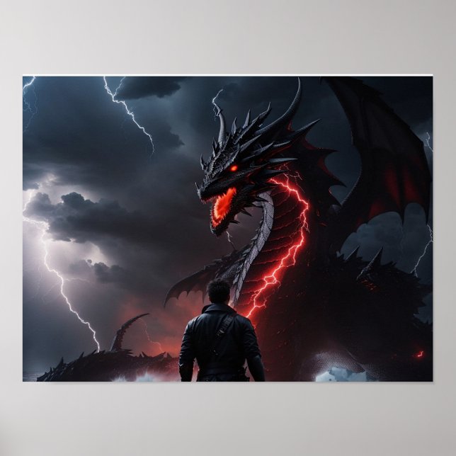 Fighter is challenging a dragon poster (Front)