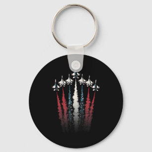 Fighter Jet Aeroplane American Flag 4th Of July Pa Key Ring