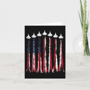 Fighter Jet Aeroplane Usa Flag 4th Of July Patriot Card