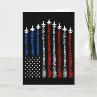 Fighter Jet Aeroplane Usa Flag 4th Of July Patriot Card