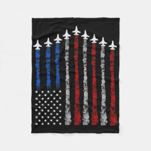 Fighter Jet Aeroplane Usa Flag 4th Of July Patriot Fleece Blanket