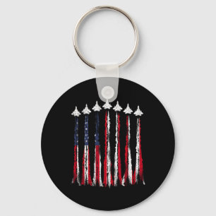 Fighter Jet Aeroplane Usa Flag 4th Of July Patriot Key Ring