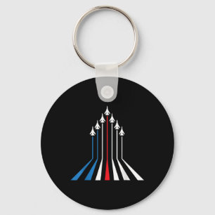 Fighter Jet Aeroplane Usa Flag 4th Of July Patriot Key Ring