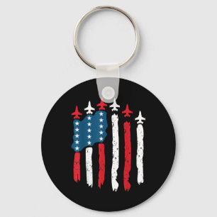 Fighter Jet Aeroplane Usa Flag 4th Of July Patriot Key Ring