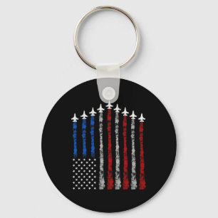 Fighter Jet Aeroplane Usa Flag 4th Of July Patriot Key Ring