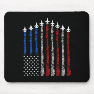 Fighter Jet Aeroplane Usa Flag 4th Of July Patriot Mouse Mat