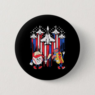 Fighter Jet Aeroplane Usa Flag Baseball 4th Of Jul 6 Cm Round Badge