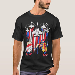 Fighter Jet Aeroplane Usa Flag Baseball 4th Of Jul T-Shirt