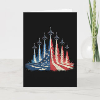 Fighter Jet American Flag 4th Of July Tee  Card