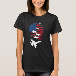 Fighter Jet American Flag Stars Stripes Military 4 T-Shirt