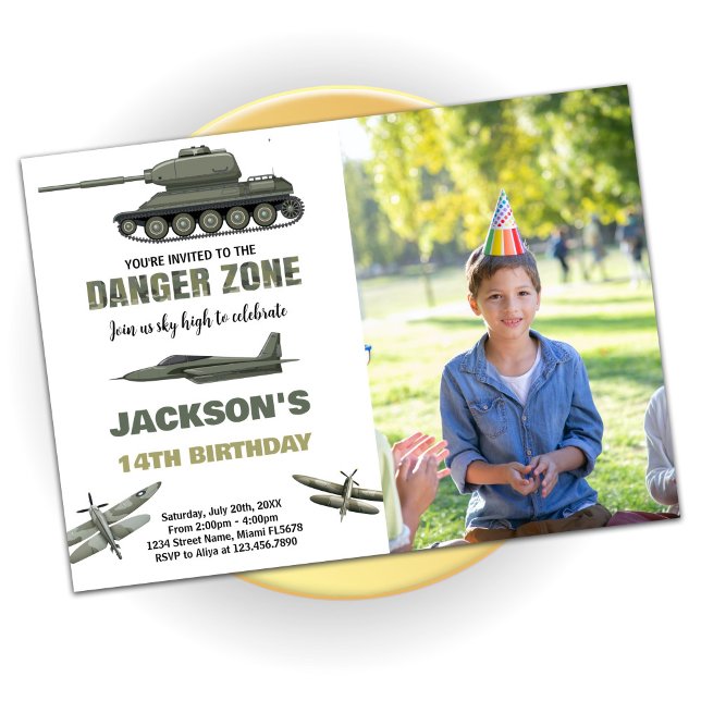  Fighter Jet Birthday Invitations Danger w photo  (Fighter Jet Birthday Invitations Danger w photo)
