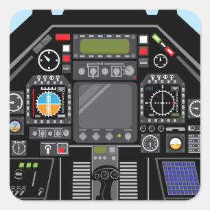 Fighter Jet Cockpit Square Sticker