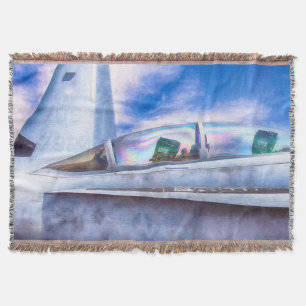 FIGHTER JET F-18 HORNET COCKPIT At Ease Throw Blanket