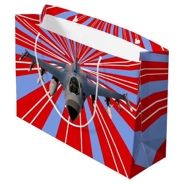 Fighter Jet Large Gift Bag (Back Angled)