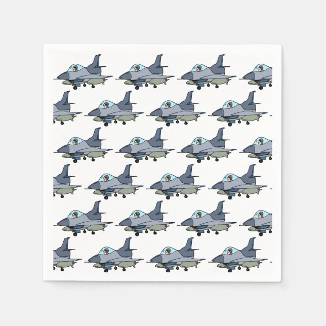 Fighter Jet Military Aircraft Birthday Napkin (Front)