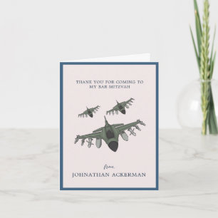 Fighter Jet   Photo Bar Mitzvah Thank You Card