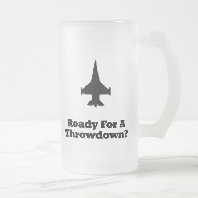 Fighter Jet Ready For A Throwdown Frosted Glass Beer Mug (Right)