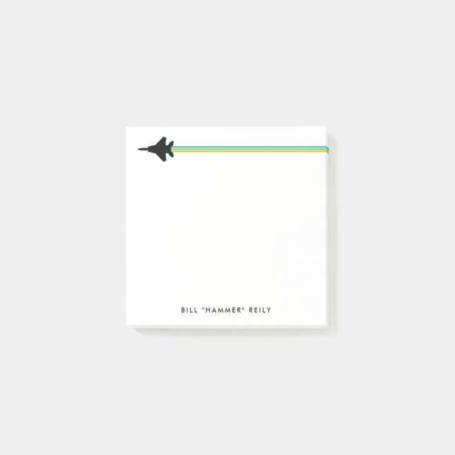 Fighter Jet Striped Custom Name Post-It Notepad (Front)