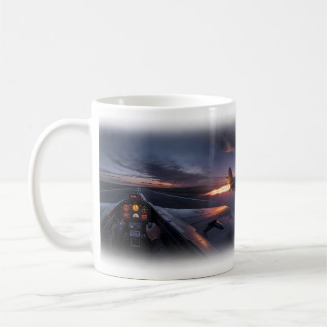 Fighter Jets Cockpit Sunset Storm Sky Mug (Left)