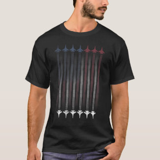 Fighter Jets Contrail American Flag Patriotic 4th  T-Shirt