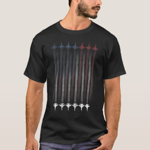 Fighter Jets Contrail American Flag Patriotic 4th  T-Shirt
