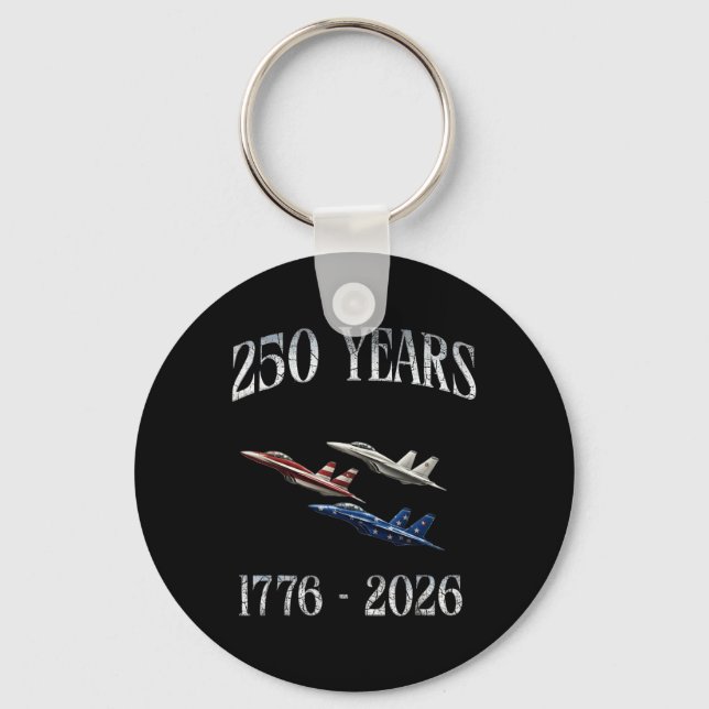 Fighter Jets Flag 250 Years 1776-2026 250th Birthd Key Ring (Front)