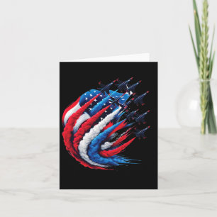Fighter Jets Patriotic Red White Blue Smoke Usa Fl Card