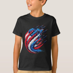 Fighter Jets Patriotic Red White Blue Smoke Usa Fl T-Shirt