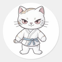 Fighter Kavaii cat dressed up in a karate outfit