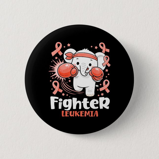 Fighter Leukaemia Awareness Funny Boxing Elephant 6 Cm Round Badge (Front)