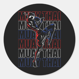 Fighter Muay Thai Sports Martial Arts Mma Thailand Classic Round Sticker