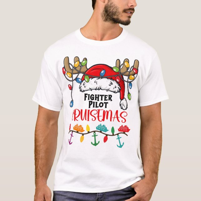 Fighter Pilot Cruisemas Matching Christmas Pajamas T-Shirt (Front)