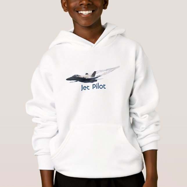 Fighter Pilot F/A-18 Hornet Jet Plane Kids Hoodie (Front)