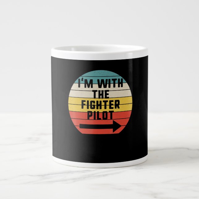 Fighter Pilot Halloween Matching Couple Gift Large Coffee Mug (Front)