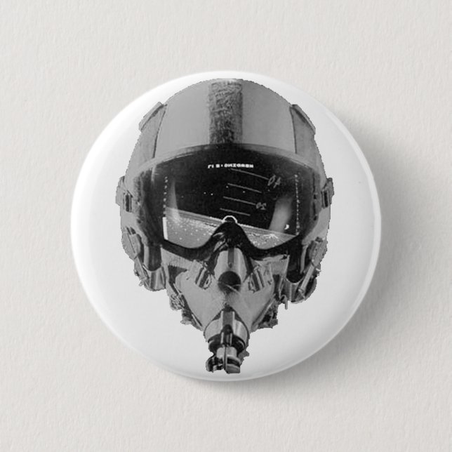 Fighter Pilot Helmet and Altimeter 6 Cm Round Badge (Front)