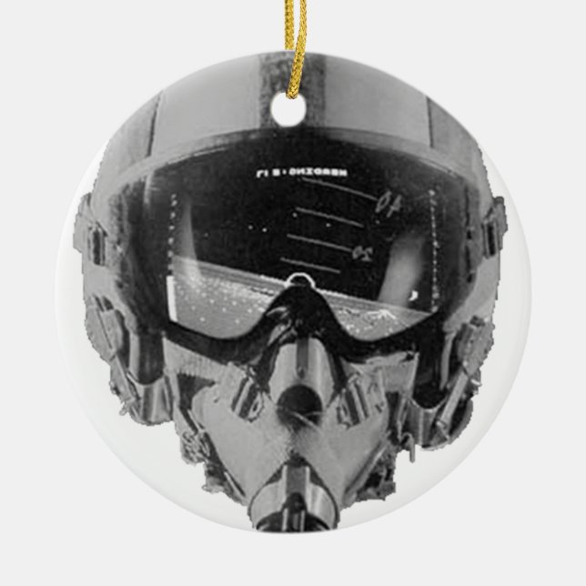 Fighter Pilot Helmet and Altimeter Ceramic Tree Decoration (Front)