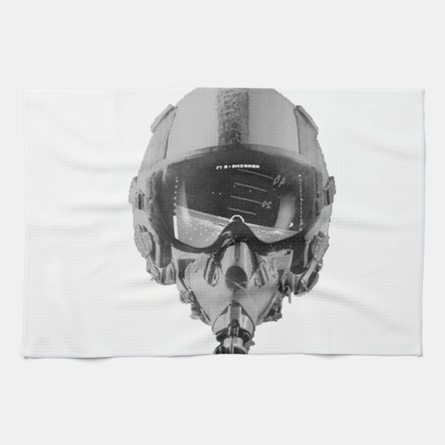 Fighter Pilot Helmet and Altimeter Tea Towel (Horizontal)
