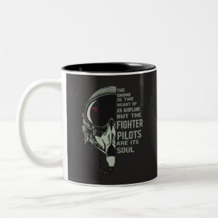 Fighter Pilot Helmet and Oxygen mask maximum speed Two-Tone Coffee Mug