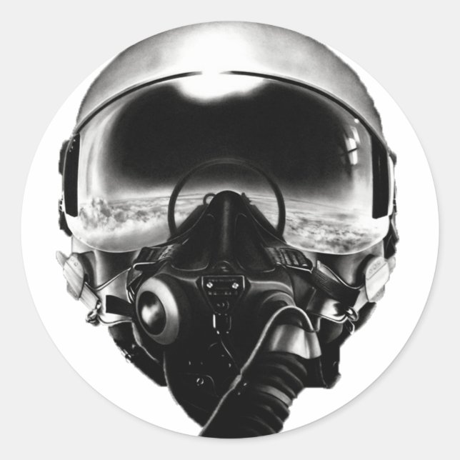 Fighter Pilot Helmet Classic Round Sticker (Front)