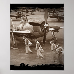 Fighter Pilots Training on P-47 Thunderbolts Poster