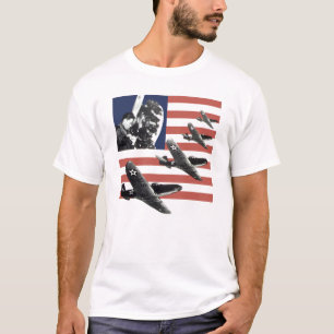 Fighter Plane American Flag T-Shirt