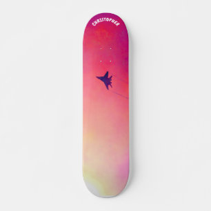 Fighter Plane, Red Sky Skateboard