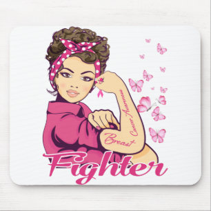 Fighter Rosie Riveter Breast Cancer Awareness Mouse Mat