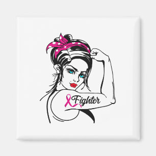 Fighter Rosie The Riveter Breast Cancer Awareness  Magnet