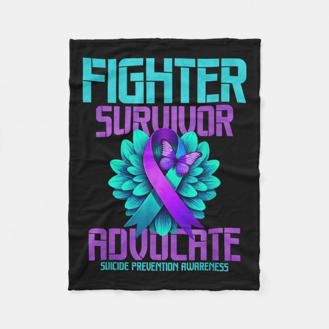 Fighter Survivor Advocate  Fleece Blanket (Front)