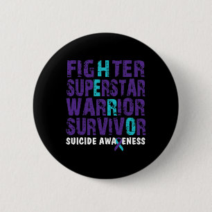 Fighter Survivor Suicide Awareness Mental Health 6 Cm Round Badge
