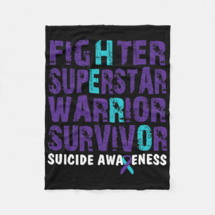 Fighter Survivor Suicide Awareness Mental Health Fleece Blanket
