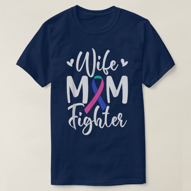 Fighter Thyroid Cancer Awareness Inspirational Tee (Design Front)
