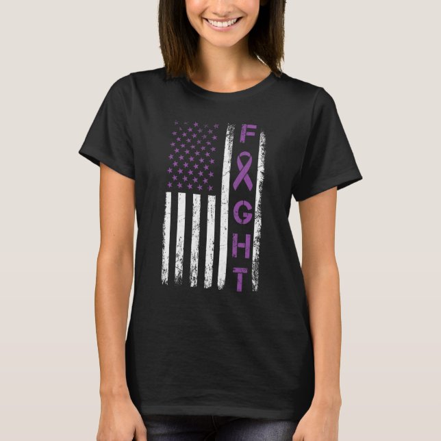 Fighter USA Flag  Fight Crohns Disease Awareness T-Shirt (Front)