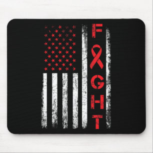 Fighter Usa Flag - Fight Heart Disease Awareness Mouse Mat